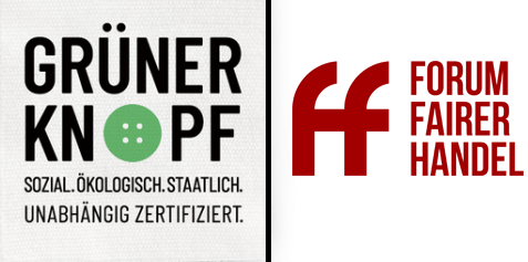 Logo Grüner Knopf & Forum Fairer Handel 